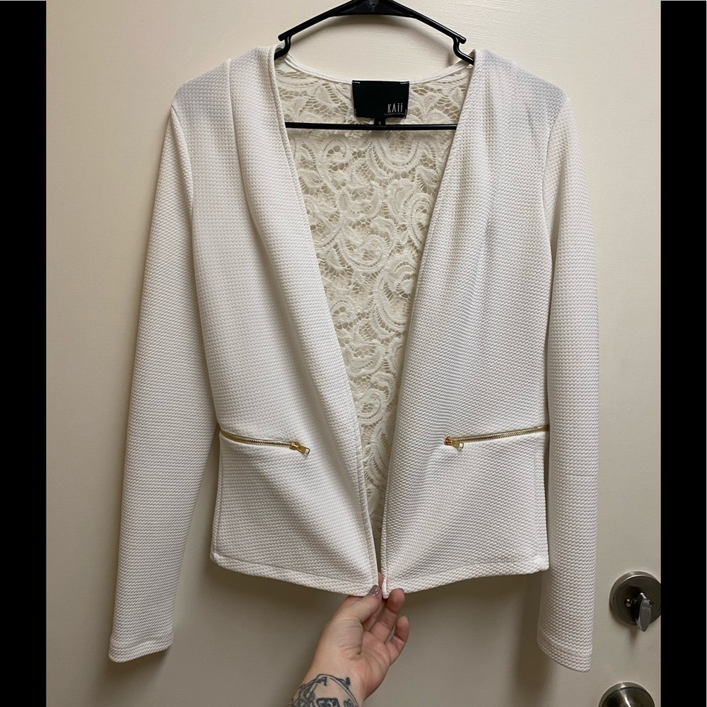 White Lace Back Blazer Kaii